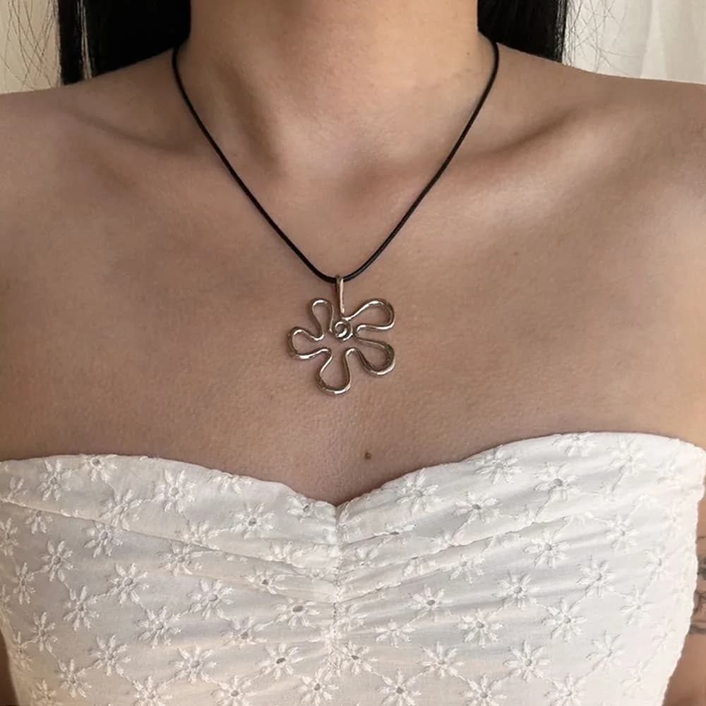 Groovy Floral Outline Necklace — view 2 Groovy Floral Outline Necklace — view 2