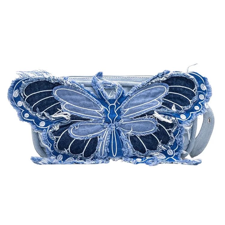 Y2K Aesthetic Butterfly Denim Handbag — view 2 Y2K Aesthetic Butterfly Denim Handbag — view 2