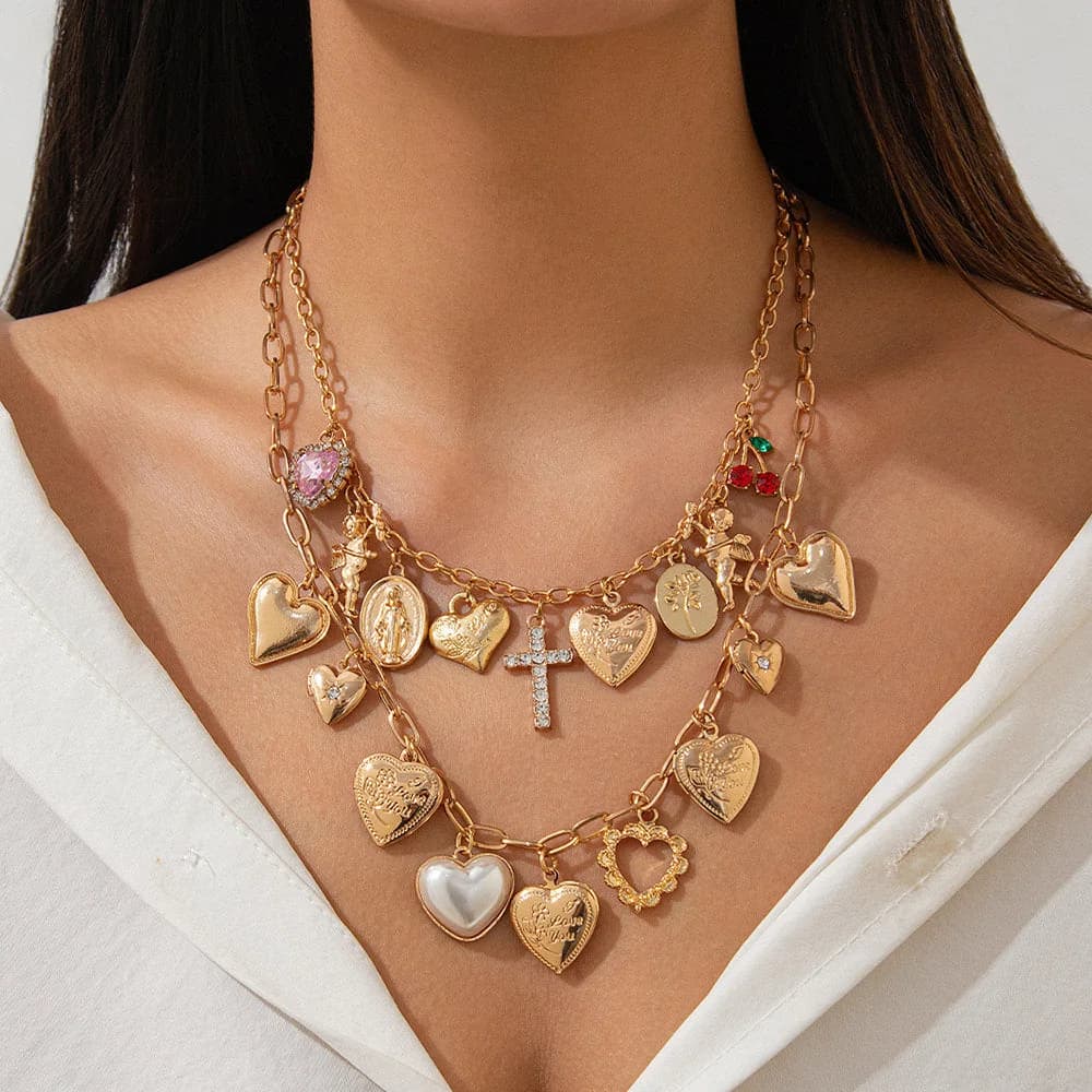 Indie Kid Layered Pendant Necklace — view 2 Indie Kid Layered Pendant Necklace — view 2