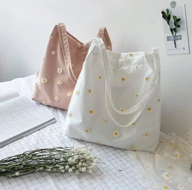 Daisy Embroidered Tote Bag — view 2 Daisy Embroidered Tote Bag — view 2
