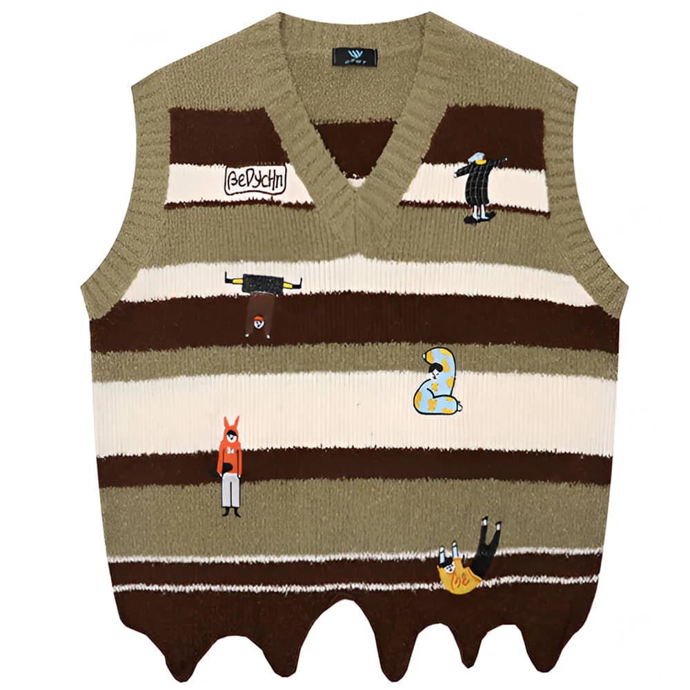 Grandma Aesthetic Striped Vest — view 1 Grandma Aesthetic Striped Vest — view 1