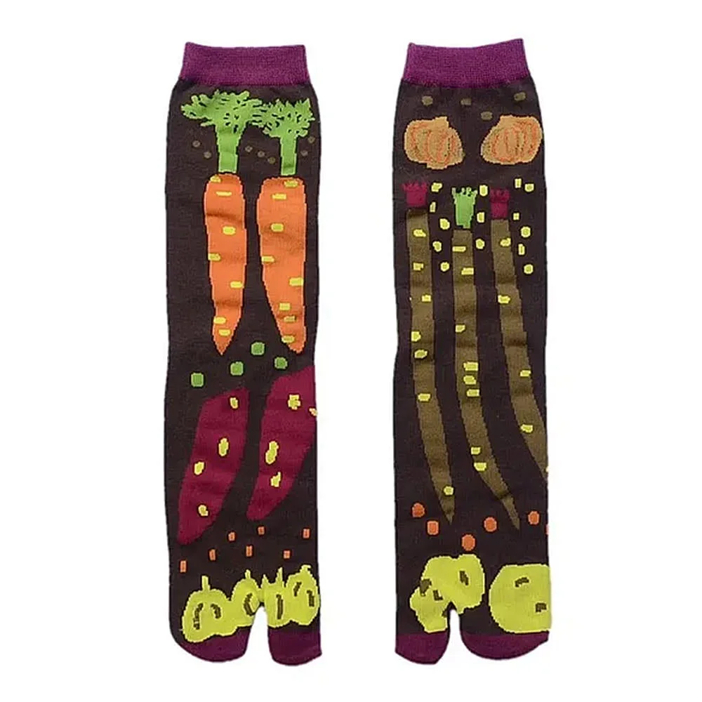 Vegetable Print Split Toe Tabi Socks — view 1 Vegetable Print Split Toe Tabi Socks — view 1