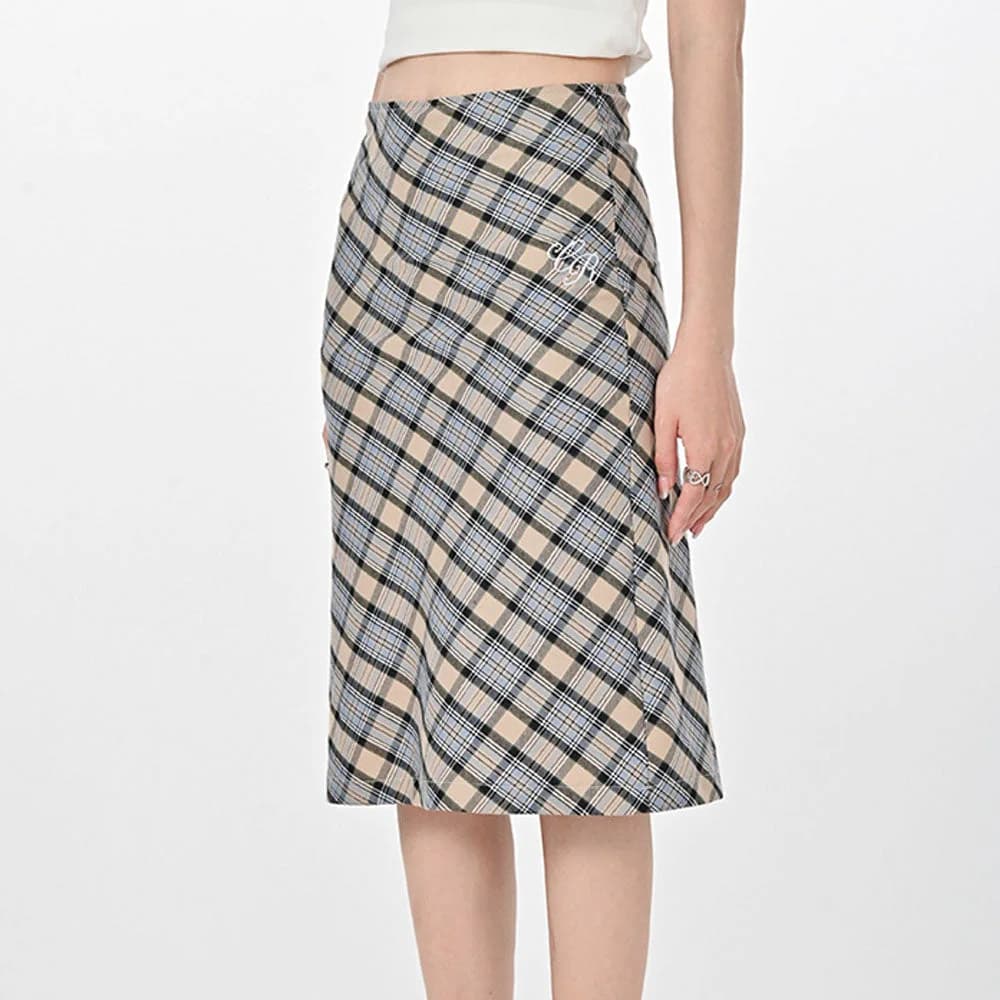 Gossip Goes Around Plaid Midi Skirt — view 2 Gossip Goes Around Plaid Midi Skirt — view 2