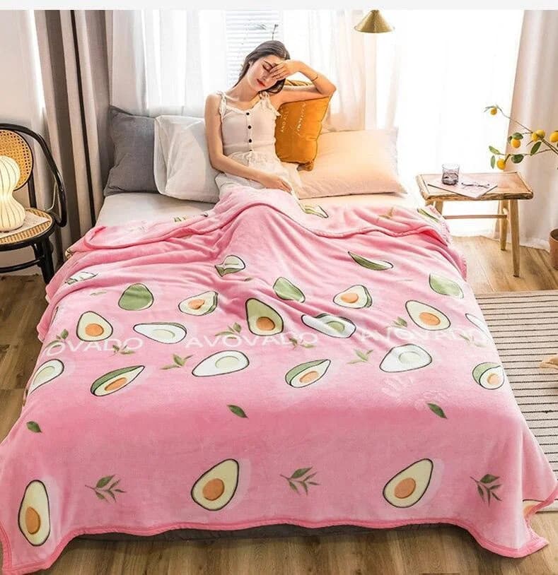 Kawaii Pink Avocado Soft Blanket — view 2 Kawaii Pink Avocado Soft Blanket — view 2