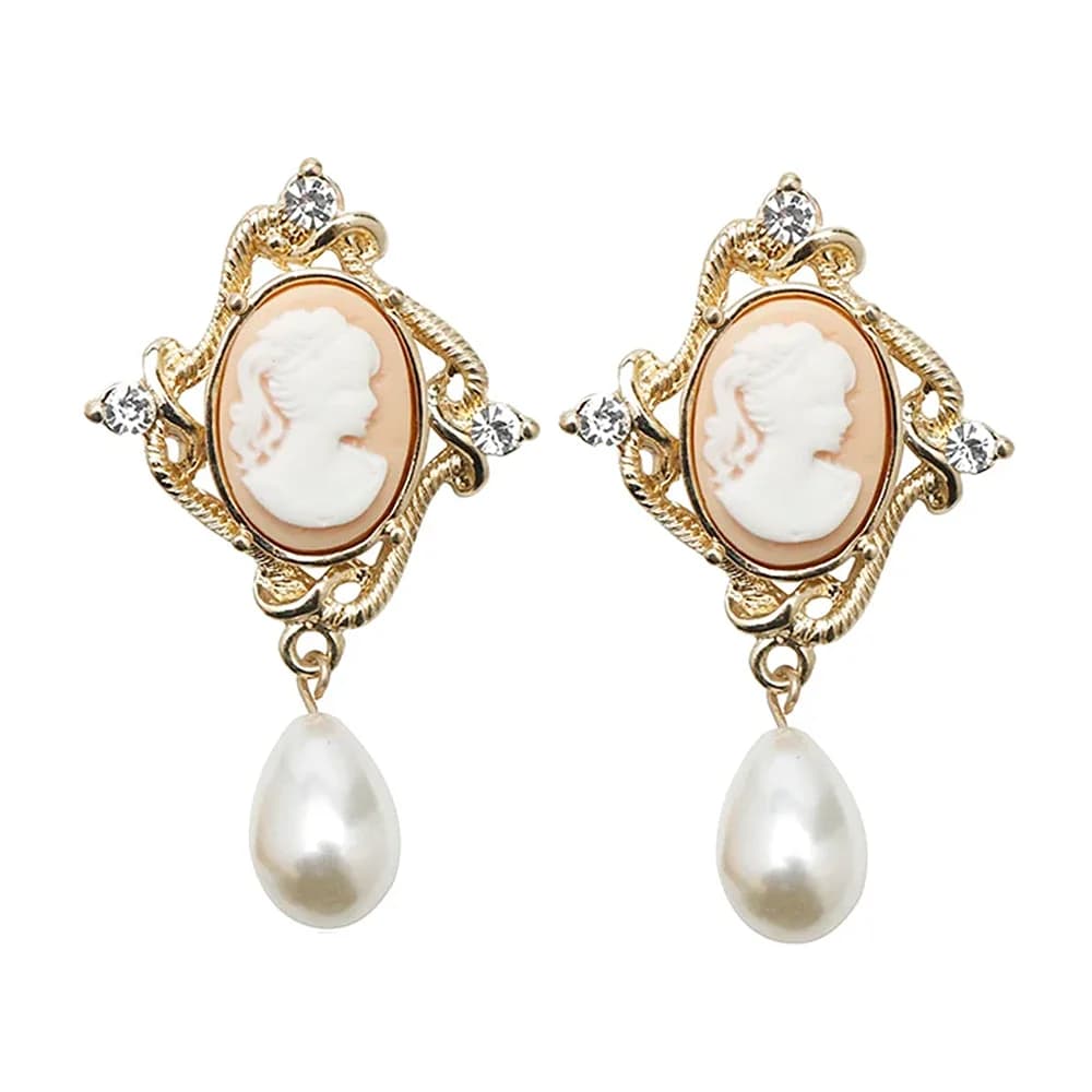Vintage Style Cameo Earrings — view 1 Vintage Style Cameo Earrings — view 1