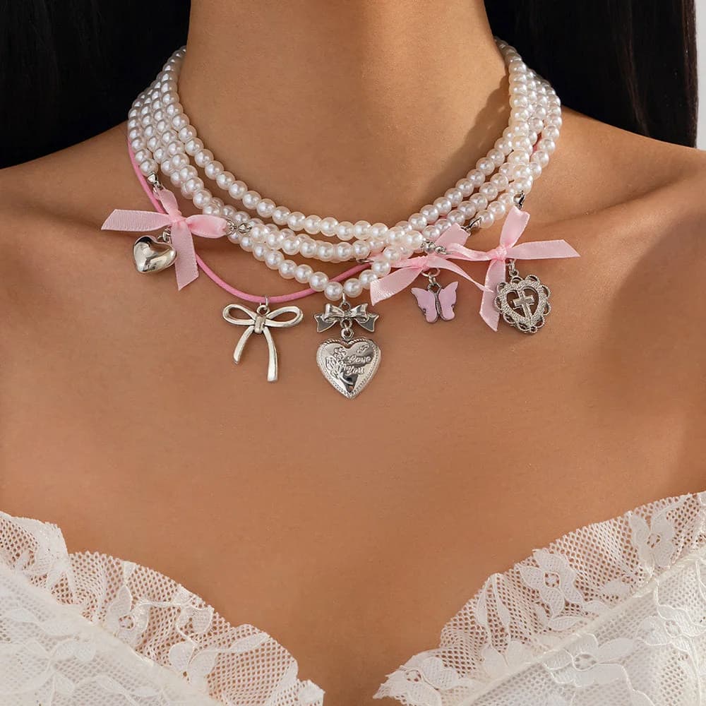 Sweet Attitude Pearl Layered Necklace Set — view 2 Sweet Attitude Pearl Layered Necklace Set — view 2