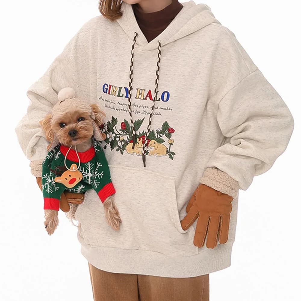 Bunny Embroidery Cottagecore Hoodie — view 2 Bunny Embroidery Cottagecore Hoodie — view 2