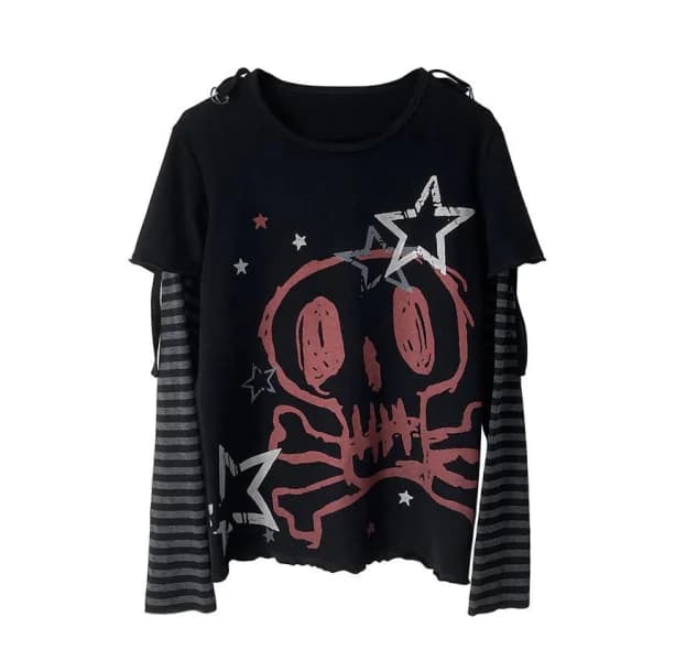 Emo Skull Long Sleeve T-Shirt — view 1 Emo Skull Long Sleeve T-Shirt — view 1