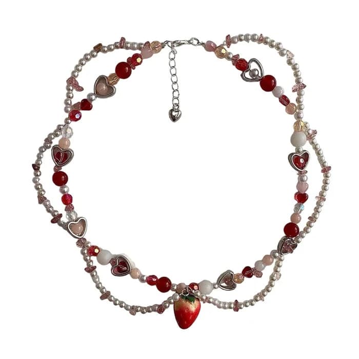 Strawberry Beaded Necklace — view 1 Strawberry Beaded Necklace — view 1