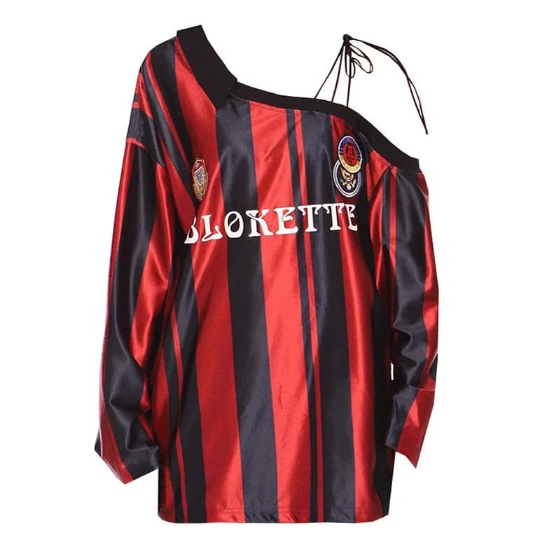 Blokette Striped Off-Shoulder Jersey — view 2 Blokette Striped Off-Shoulder Jersey — view 2