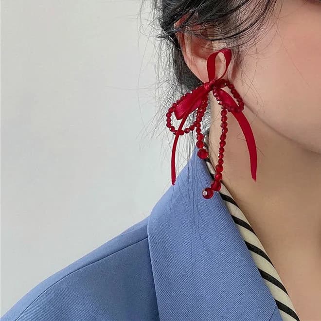 Coquette Red Bow Earrings — view 2 Coquette Red Bow Earrings — view 2