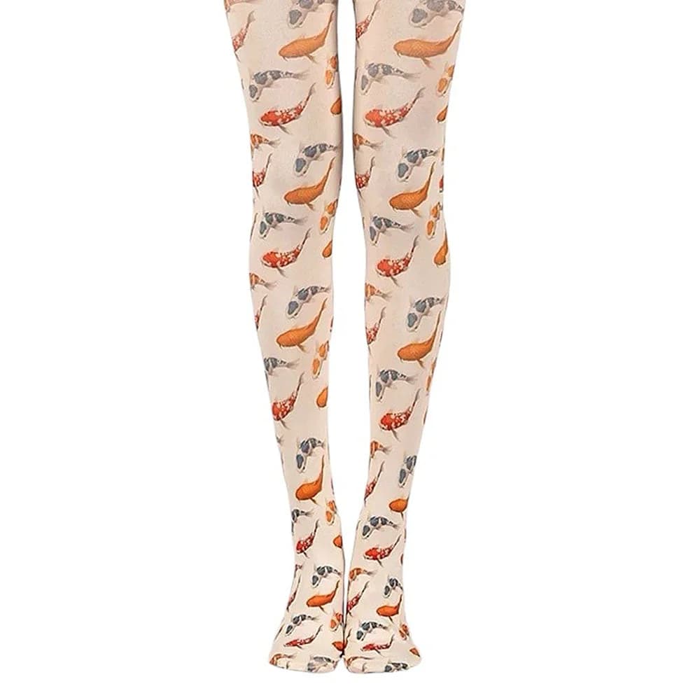 Koi Fish Print Aesthetic Tights — view 2 Koi Fish Print Aesthetic Tights — view 2