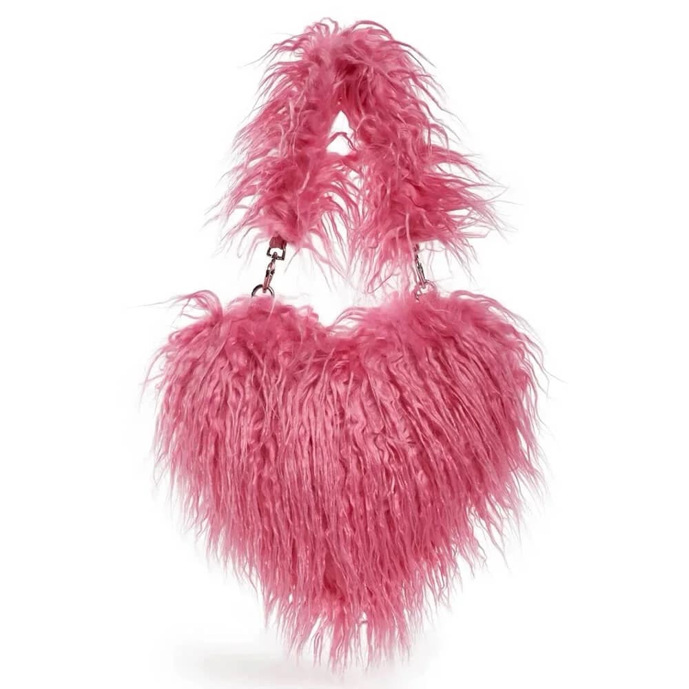 Fuzzy Heart Shaped Bag — view 1 Fuzzy Heart Shaped Bag — view 1