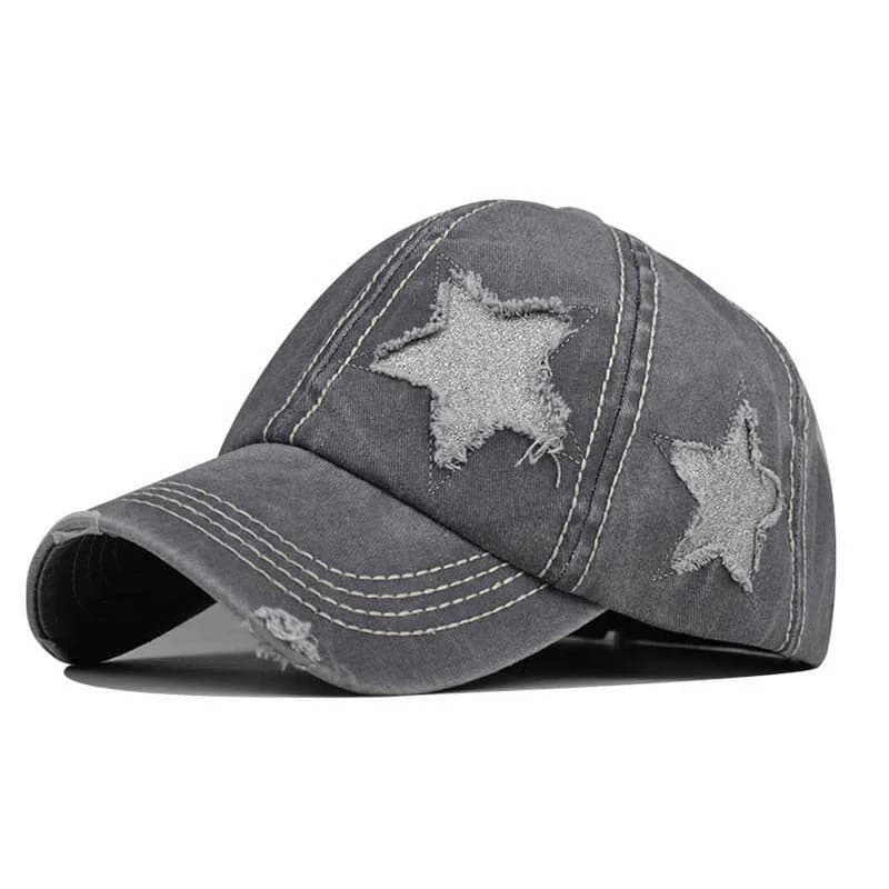 Y2K Glitter Star Denim Baseball Cap — view 2 Y2K Glitter Star Denim Baseball Cap — view 2