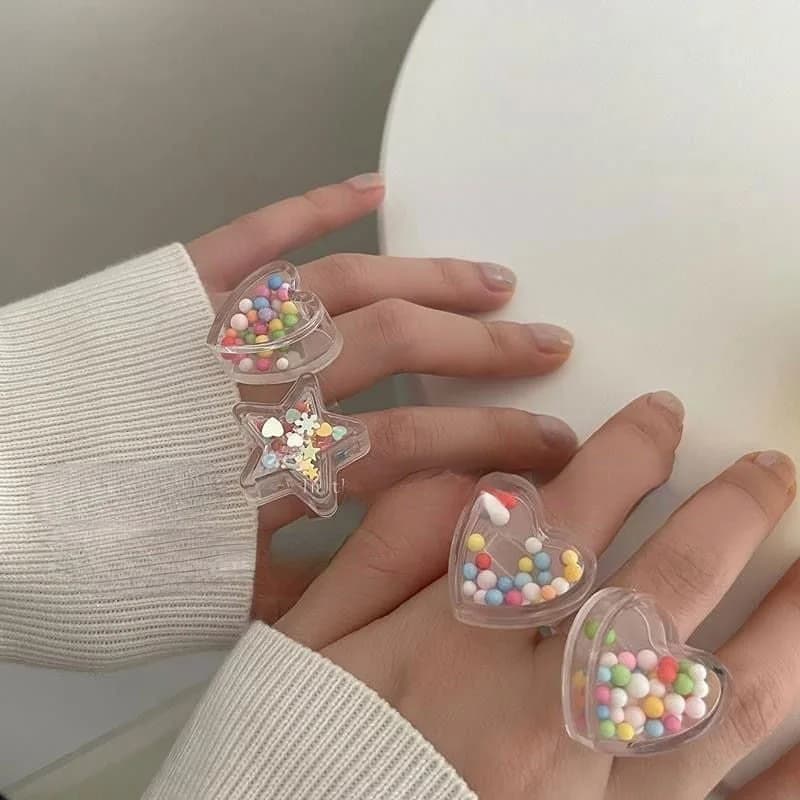 Candy Beads Clear Rings — view 2 Candy Beads Clear Rings — view 2