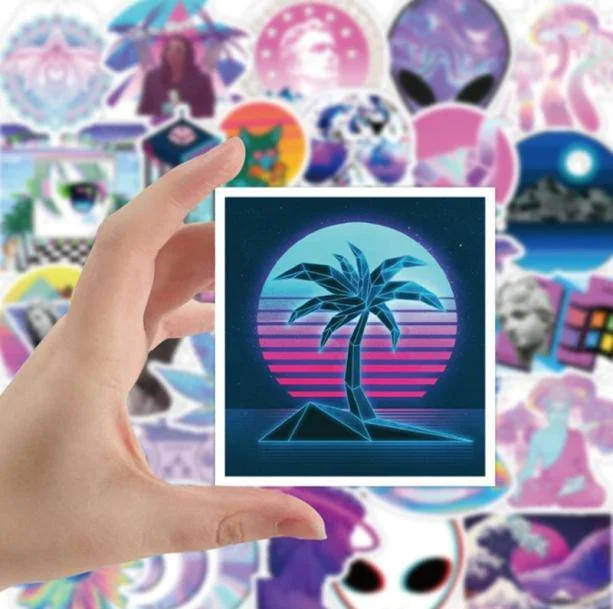 Vaporwave Retro Stickers — view 2 Vaporwave Retro Stickers — view 2