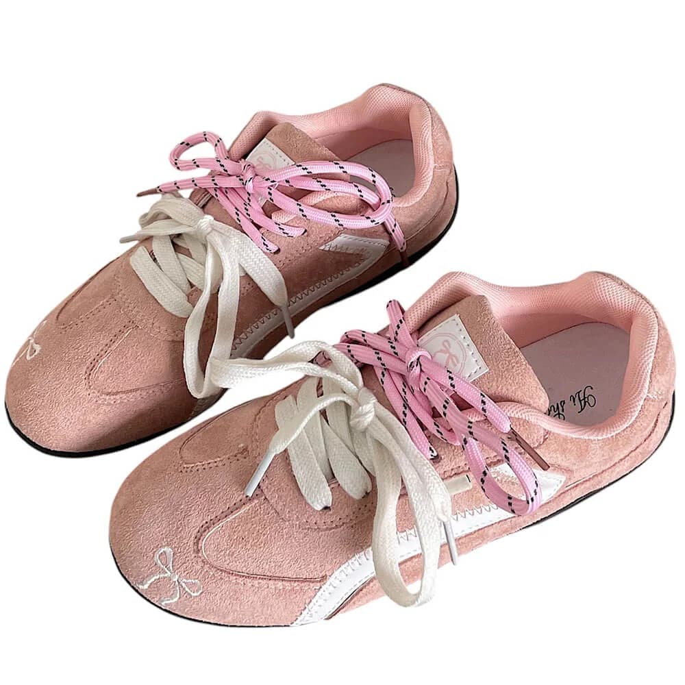 Pink Bow Embroidery Sneakers — view 2 Pink Bow Embroidery Sneakers — view 2