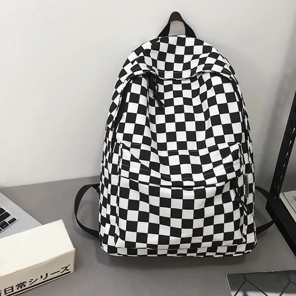 Checkered Canvas Backpack — view 3 Checkered Canvas Backpack — view 3