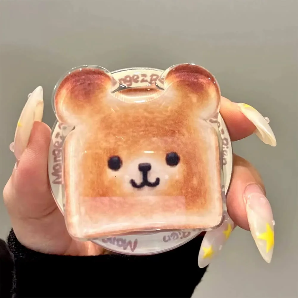 Kawaii Bear Toast Phone Grip — view 2 Kawaii Bear Toast Phone Grip — view 2