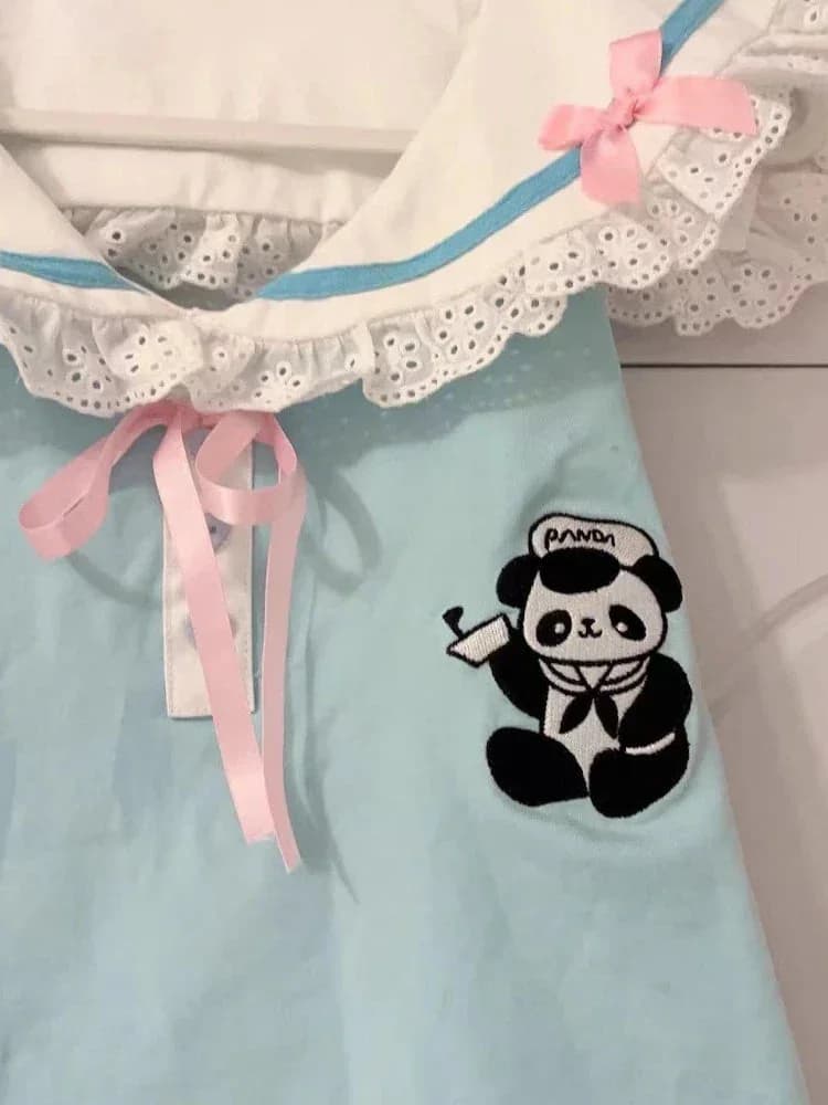Panda Medic Collared Blouse — view 2 Panda Medic Collared Blouse — view 2