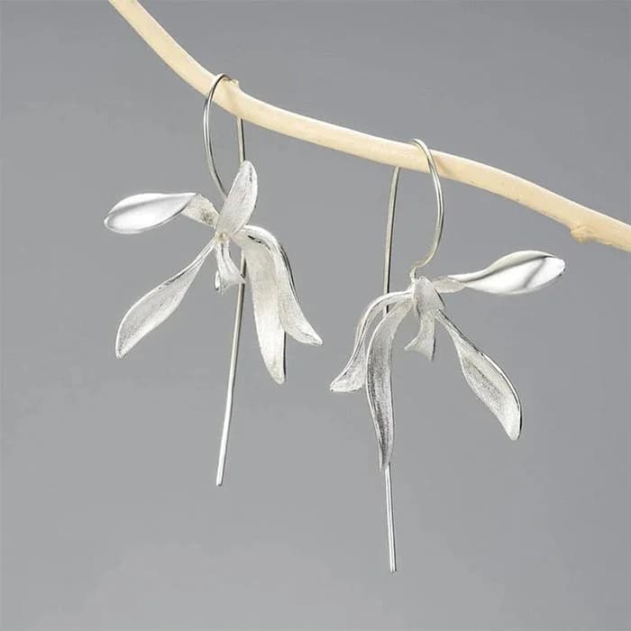Minimalist Aesthetic Orchid Earrings — view 2 Minimalist Aesthetic Orchid Earrings — view 2