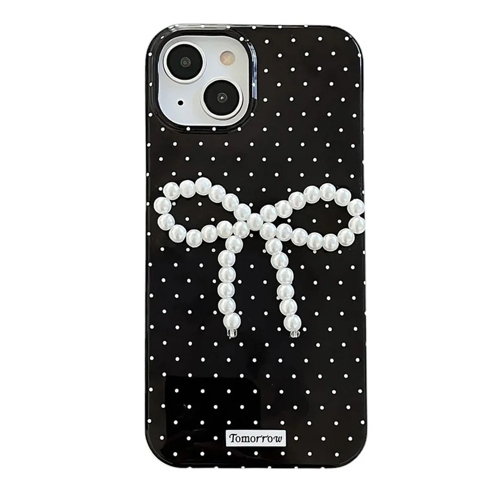 Pearl Bow Polka Dot IPhone Case — view 1 Pearl Bow Polka Dot IPhone Case — view 1