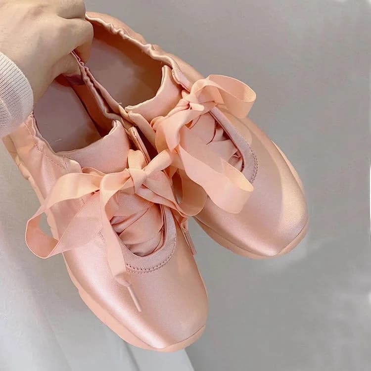Balletcore Aesthetic Satin Bow Sneakers — view 3 Balletcore Aesthetic Satin Bow Sneakers — view 3
