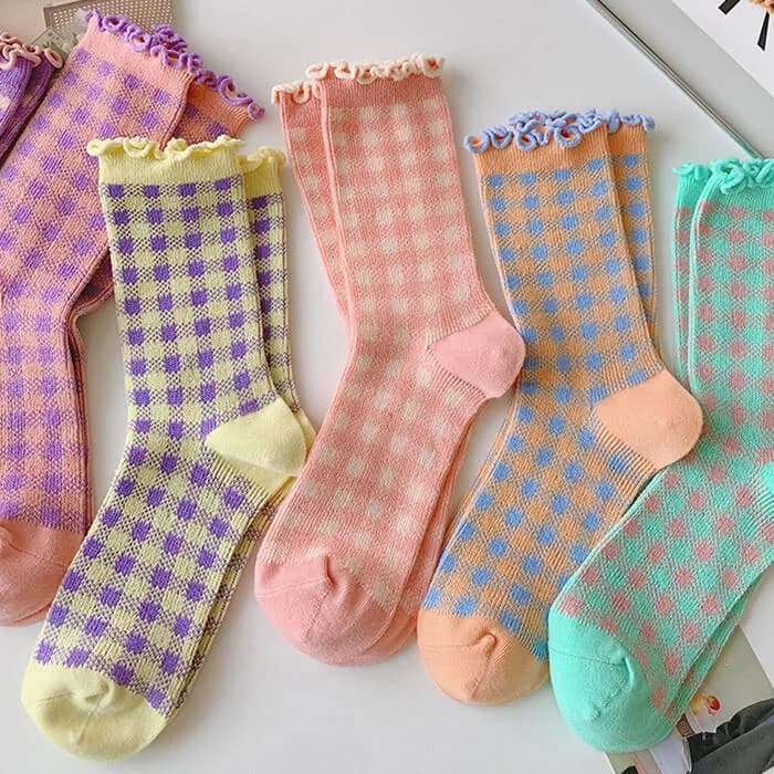 Candy Fairy Plaid Socks — view 1 Candy Fairy Plaid Socks — view 1