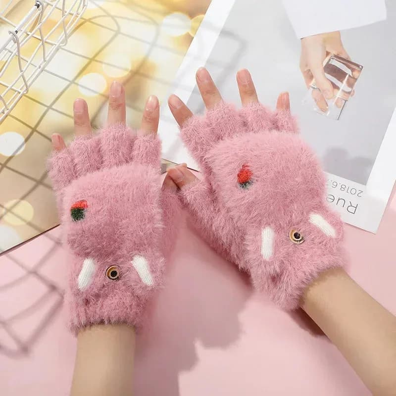 Kawaii Plush Bunny Mittens — view 2 Kawaii Plush Bunny Mittens — view 2