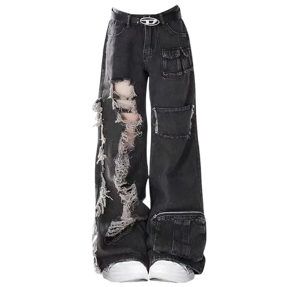 Grunge Ripped Jeans in Black — view 1 Grunge Ripped Jeans in Black — view 1