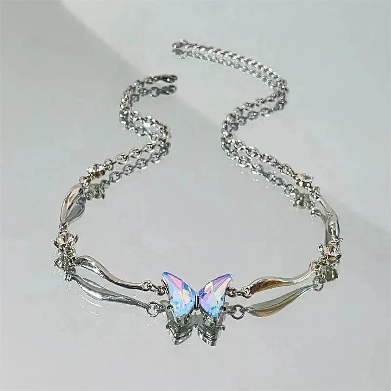 Crystal Wings Butterfly Choker Necklace — view 2 Crystal Wings Butterfly Choker Necklace — view 2