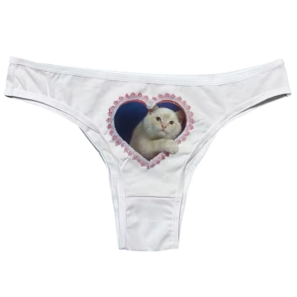 Kitten Graphic Thong Panty — view 1 Kitten Graphic Thong Panty — view 1