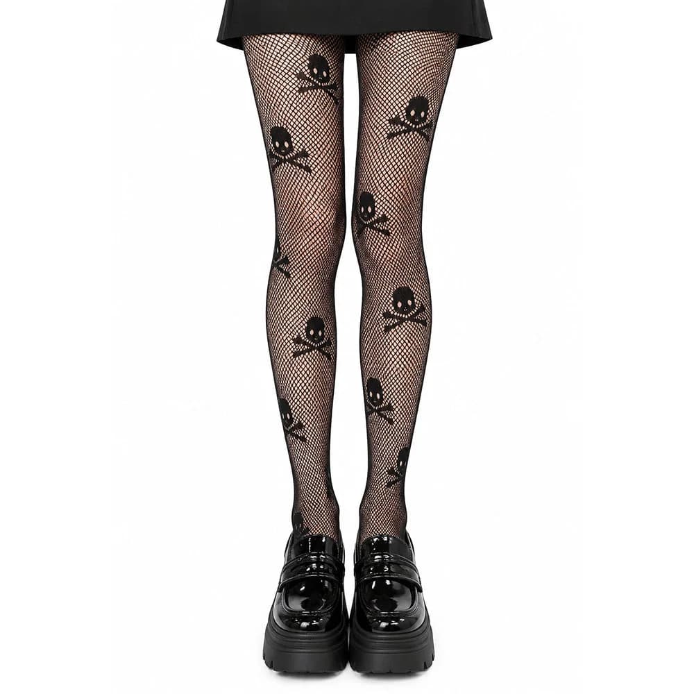 Grunge Skull Fishnet Tights — view 1 Grunge Skull Fishnet Tights — view 1