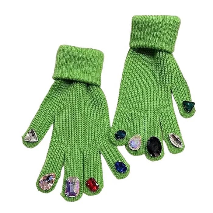 Rhinestone Knit Gloves — view 1 Rhinestone Knit Gloves — view 1