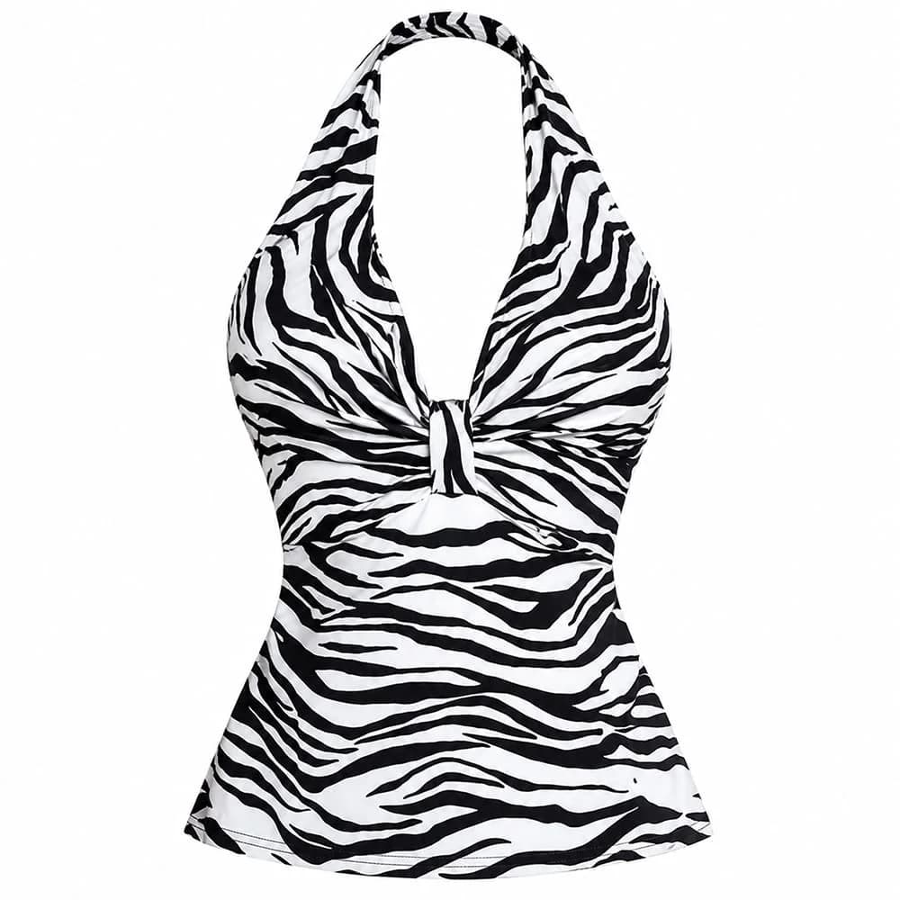Y2K Era Zebra Print Halter Top — view 1 Y2K Era Zebra Print Halter Top — view 1