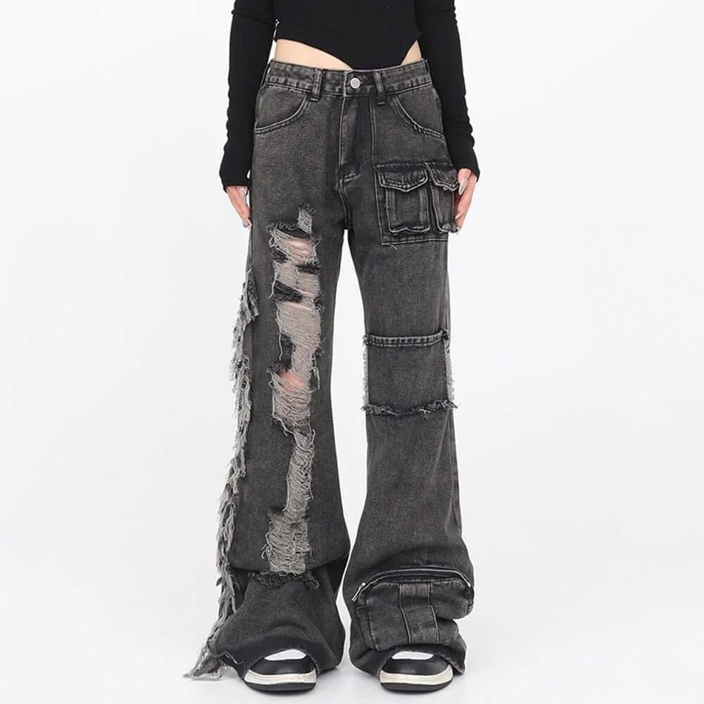 Grunge Ripped Jeans in Black — view 3 Grunge Ripped Jeans in Black — view 3