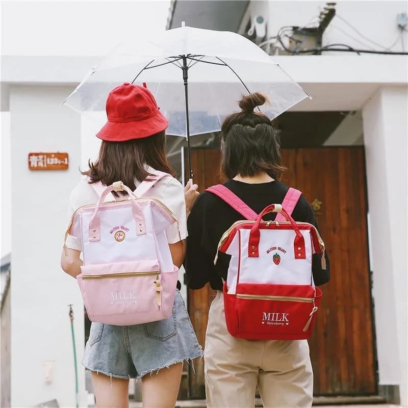 Kawaii Strawberry Milk Backpack — view 1 Kawaii Strawberry Milk Backpack — view 1