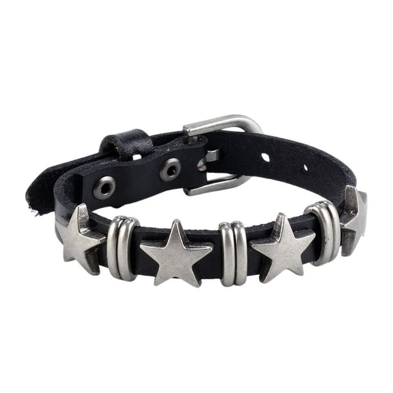 Grunge Aesthetic Star Leather Bracelet — view 1 Grunge Aesthetic Star Leather Bracelet — view 1
