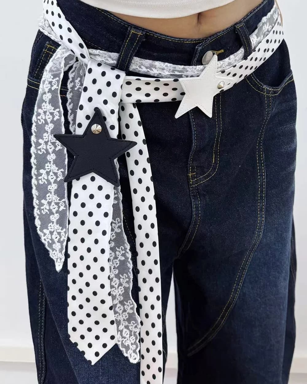 Y2K Polka Dot Statement Ribbon Belt — view 2 Y2K Polka Dot Statement Ribbon Belt — view 2