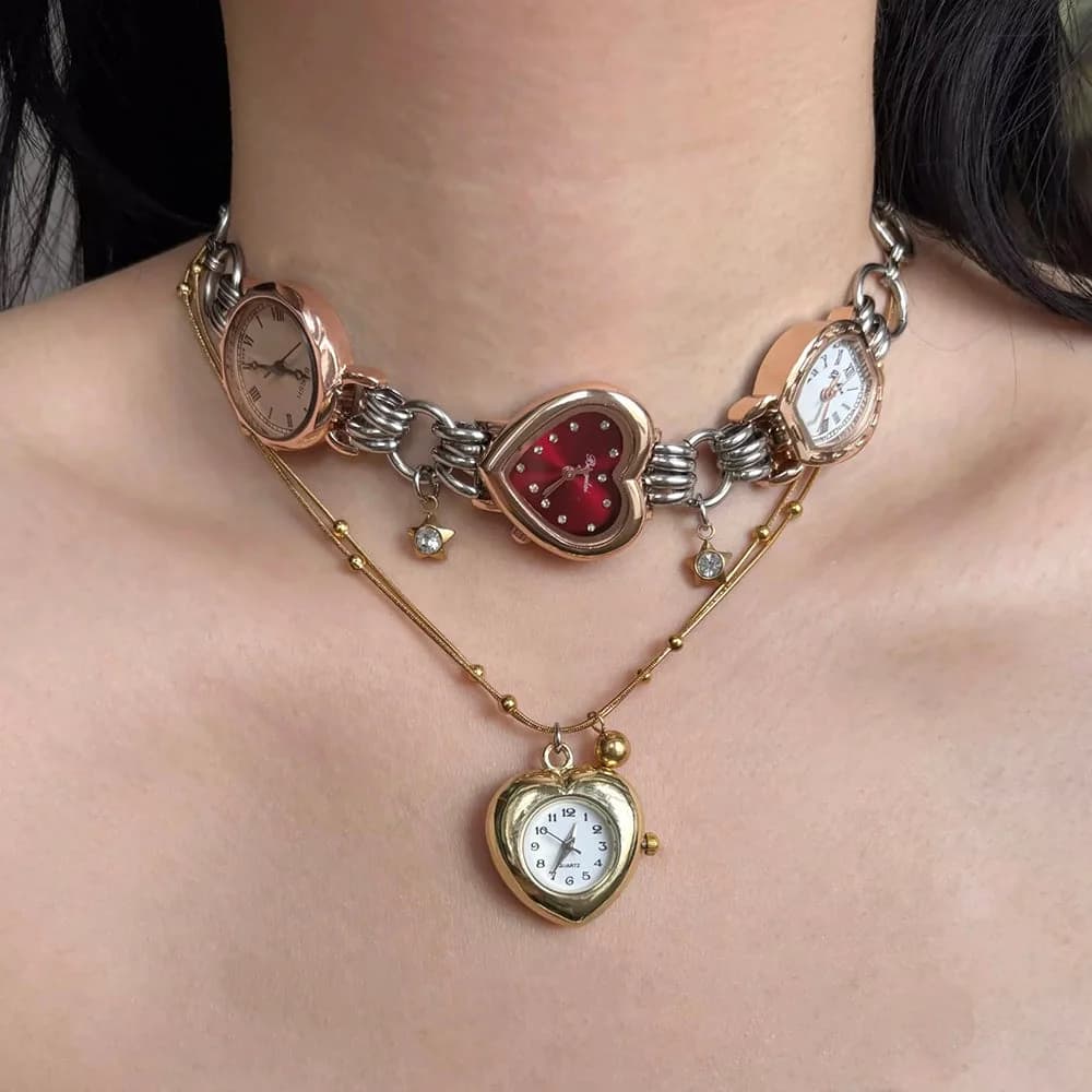 Queen of Hearts Watch Necklace — view 2 Queen of Hearts Watch Necklace — view 2