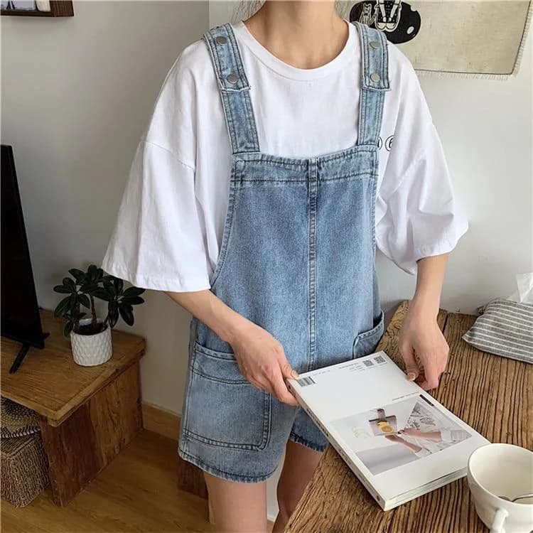 Retro Denim Overall Shorts — view 2 Retro Denim Overall Shorts — view 2