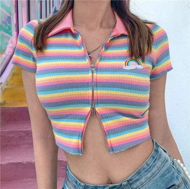 Rainbow Zipper Up Top — view 2 Rainbow Zipper Up Top — view 2