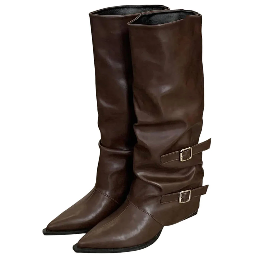 Korean Style Slouch Buckle Boots — view 2 Korean Style Slouch Buckle Boots — view 2