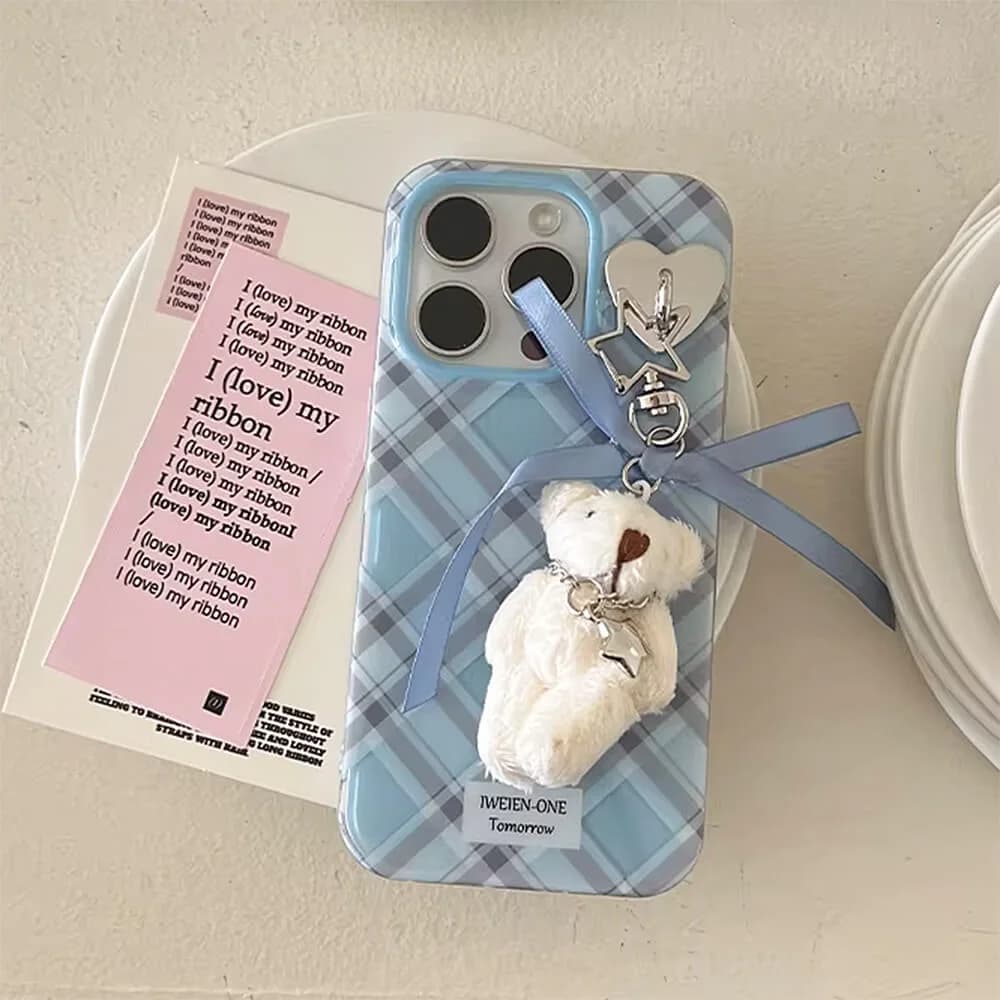 Plaid Bear Charm iPhone Case — view 2 Plaid Bear Charm iPhone Case — view 2