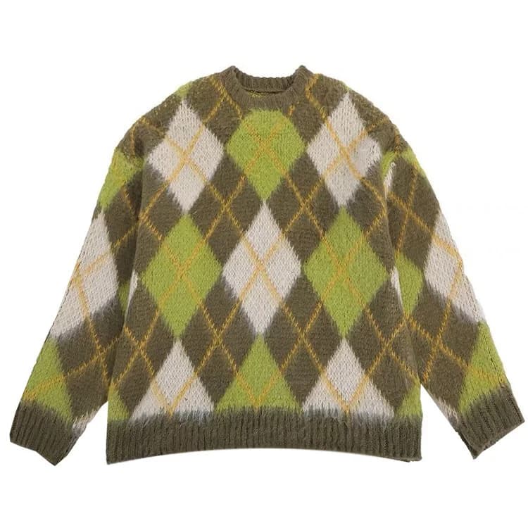 New Student Green Argyle Sweater — view 1 New Student Green Argyle Sweater — view 1