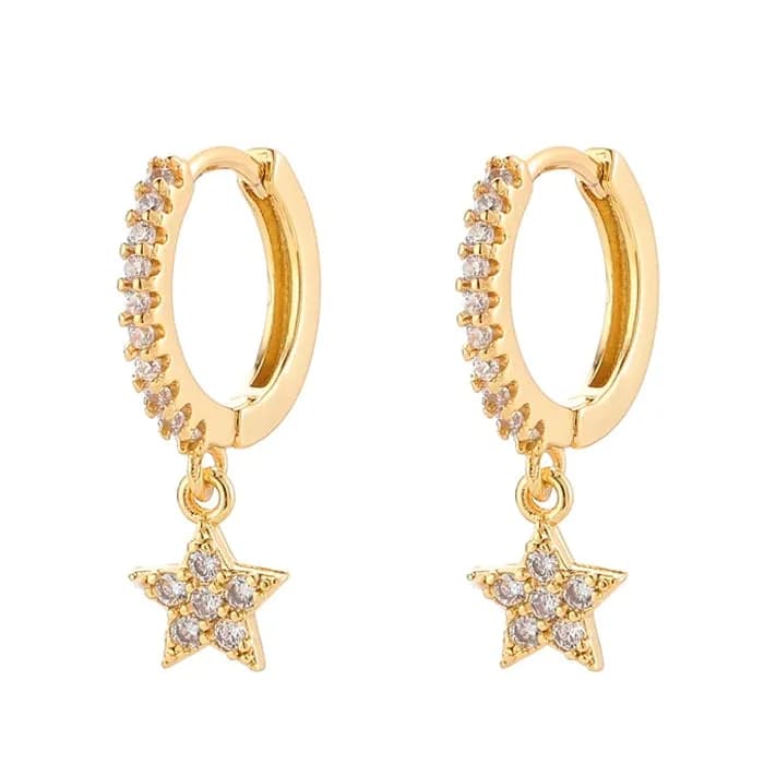 Star Pendant Hoop Earrings — view 2 Star Pendant Hoop Earrings — view 2