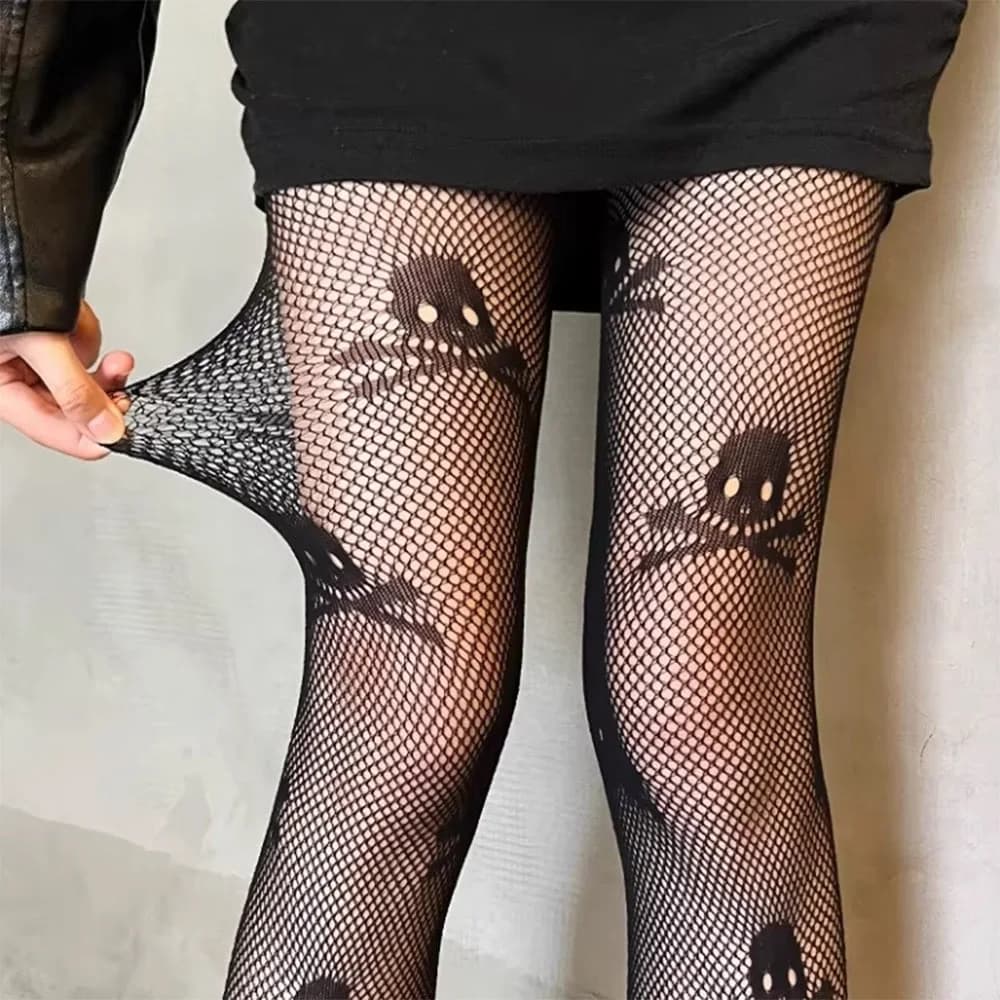 Grunge Skull Fishnet Tights — view 2 Grunge Skull Fishnet Tights — view 2