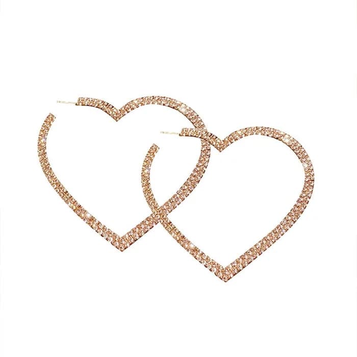 Crystal Heart Hoop Earrings — view 2 Crystal Heart Hoop Earrings — view 2