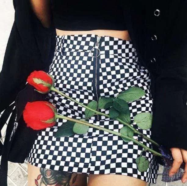 Black And White Checkerboard Skirt — view 1 Black And White Checkerboard Skirt — view 1
