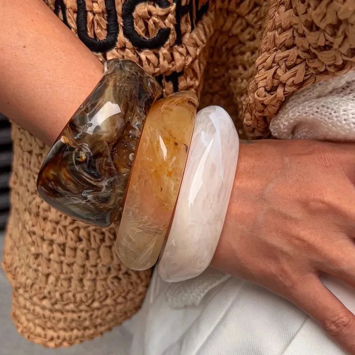 Geometric Chunky Resin Bracelet — view 1 Geometric Chunky Resin Bracelet — view 1